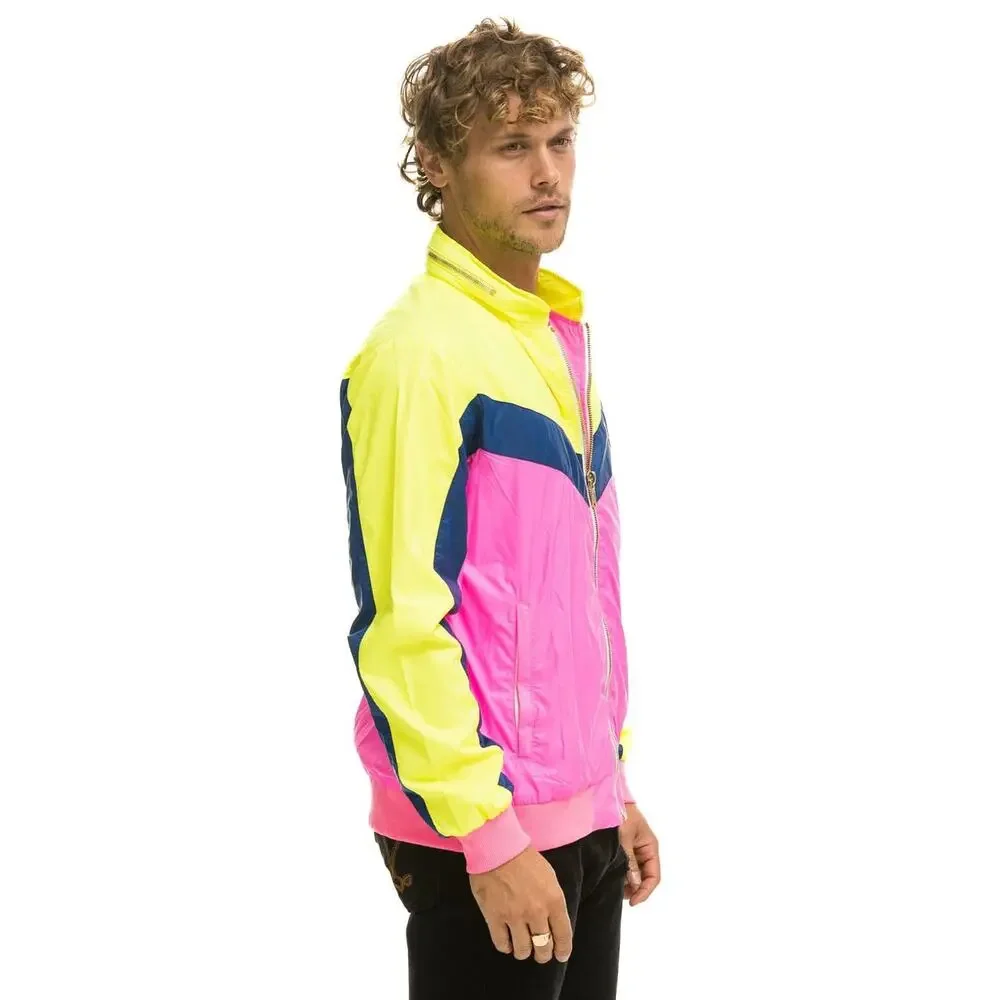 Aviator Nation Neon Pink Windbreaker Jacket Retro Surf Colorblock‎ Men Large